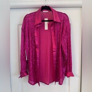 Pink sequin mini skirt set